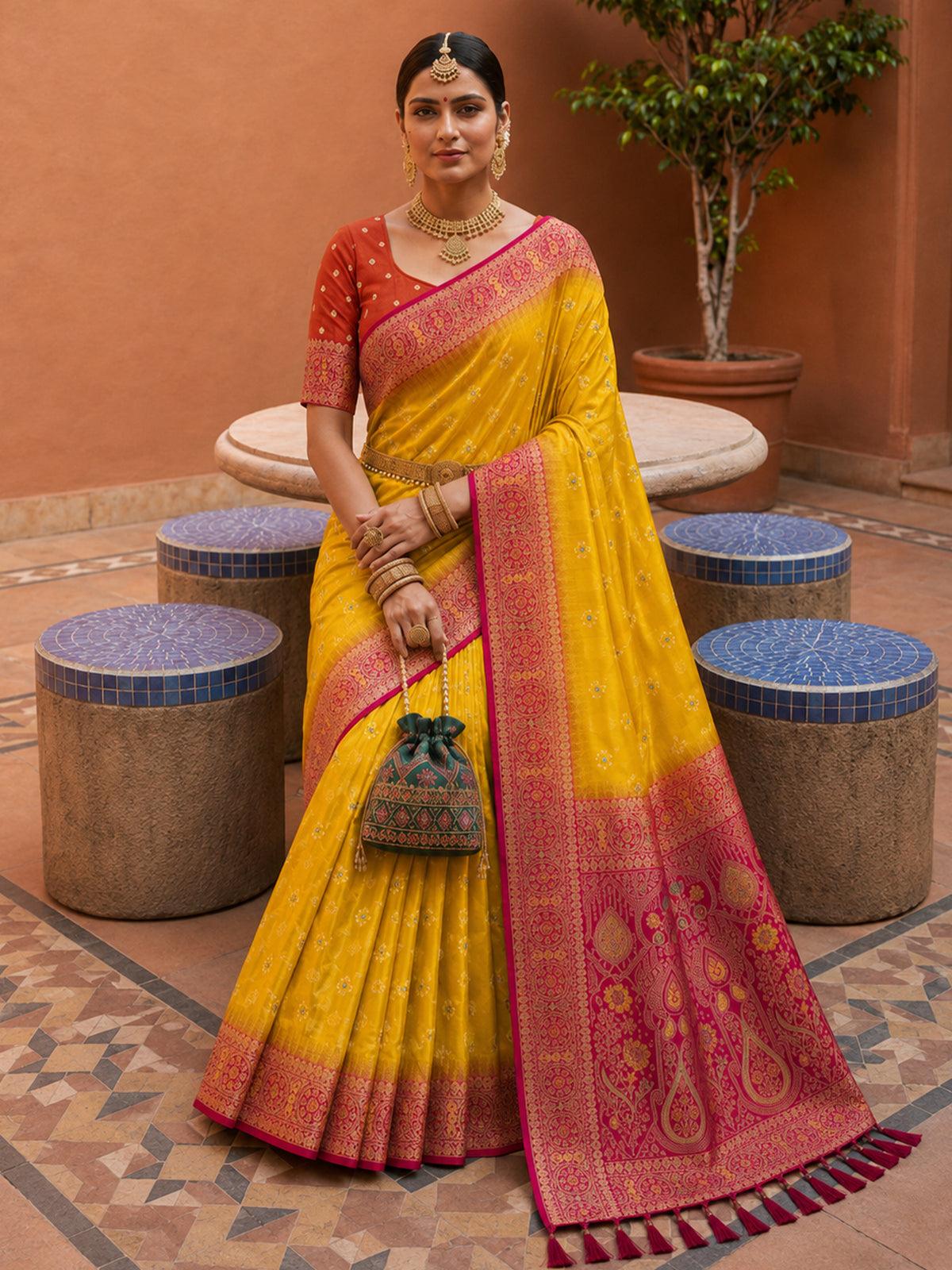 Women's Banarasi Silk Saree With Unstitched Blouse Piece