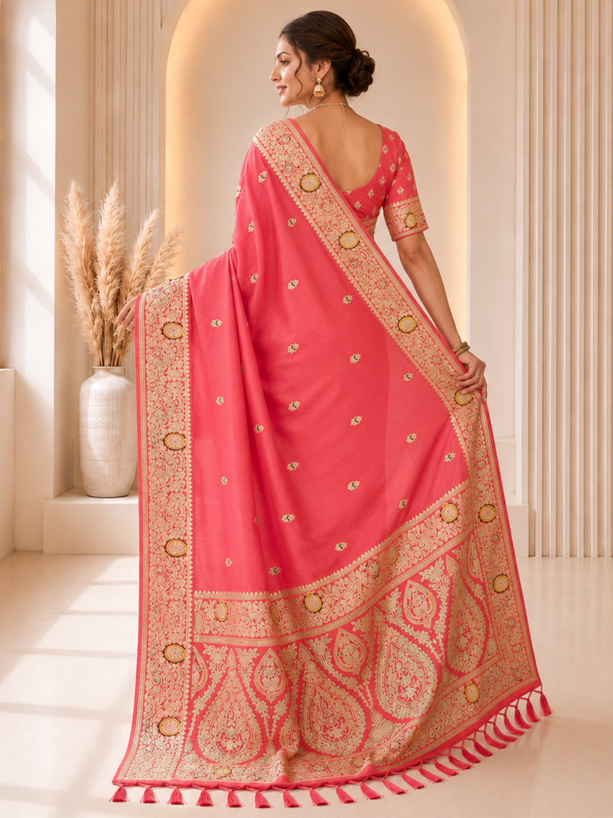Women's Banarasi Silk Saree With Unstitched Blouse Piece