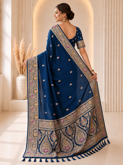Women's Banarasi Silk Saree With Unstitched Blouse Piece