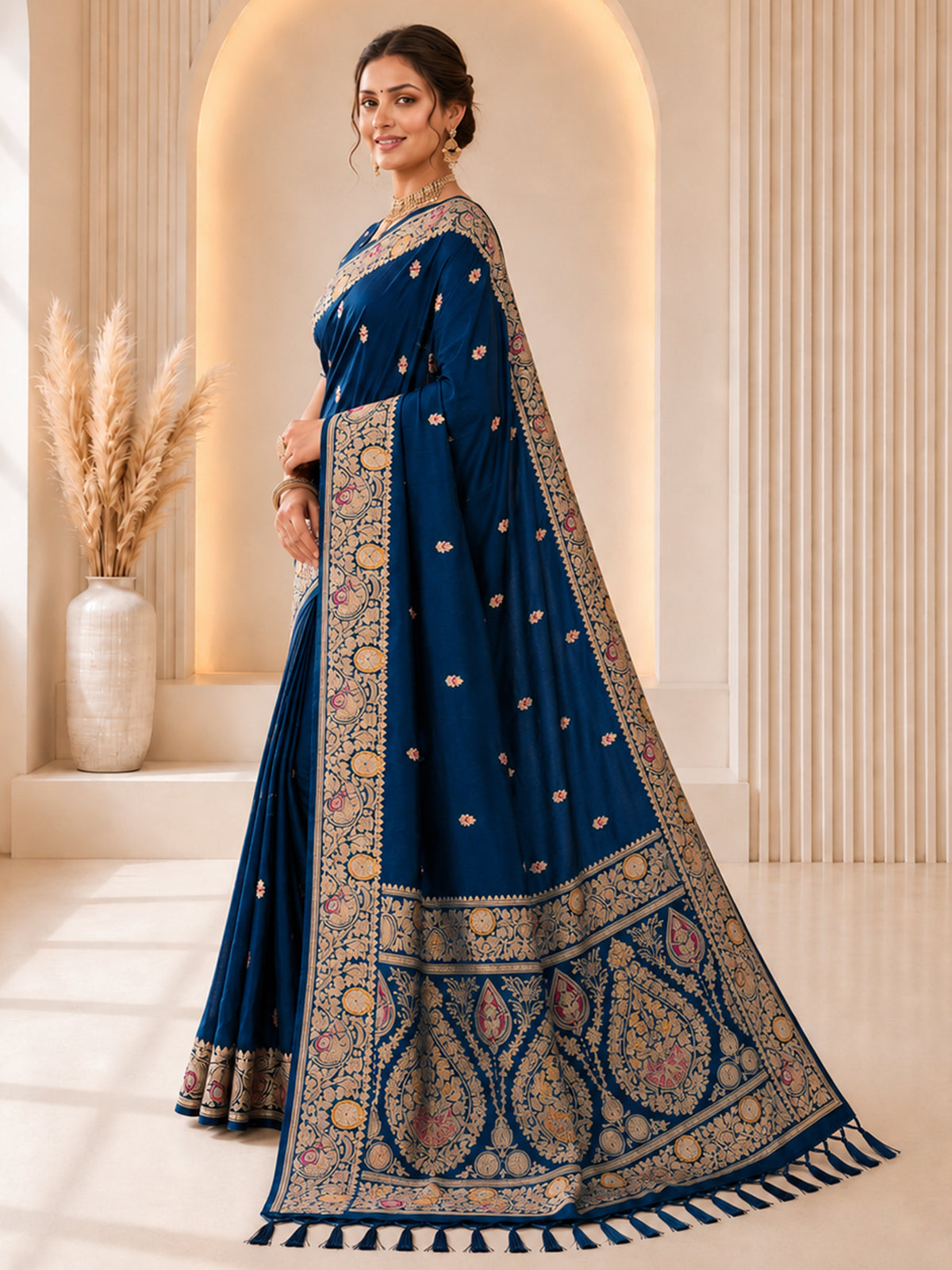 Women's Banarasi Silk Saree With Unstitched Blouse Piece