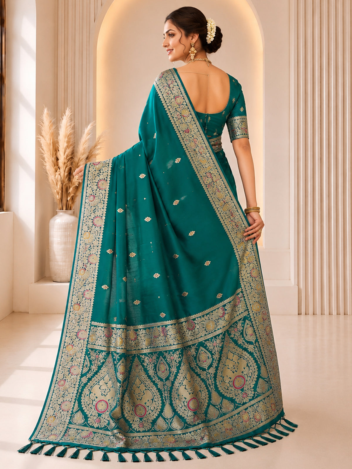 Women's Banarasi Silk Saree With Unstitched Blouse Piece