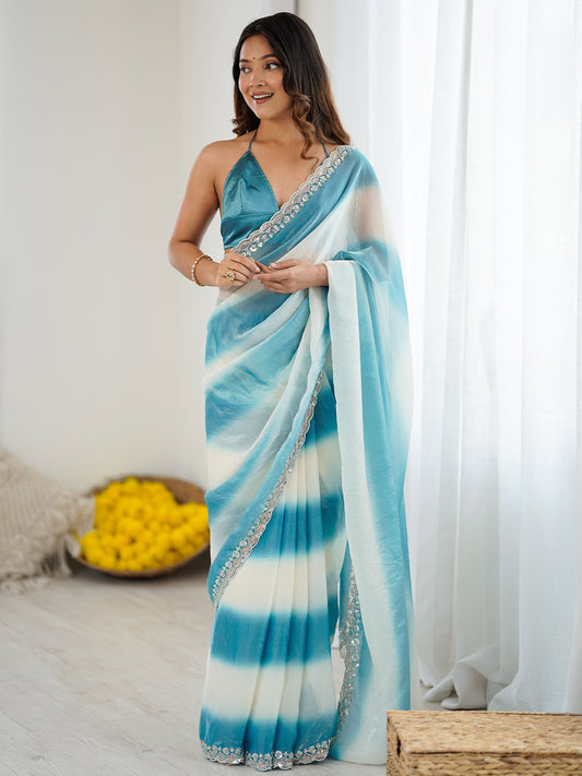 Women's Fendy Satin Saree With Unstitched Blouse Piece