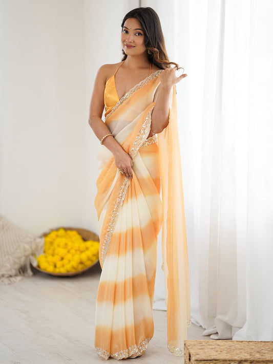 Women's Fendy Satin Saree With Unstitched Blouse Piece