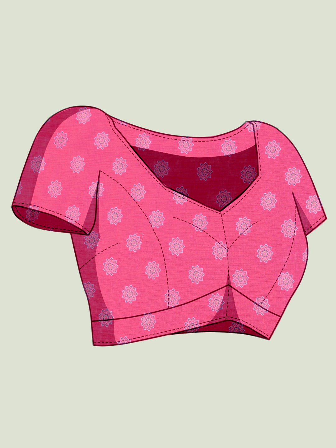 Women's Linen Printed Saree With Unstitched Blouse Piece