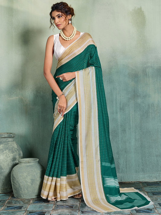 Women's Cotton Saree With Unstitched Blouse Piece