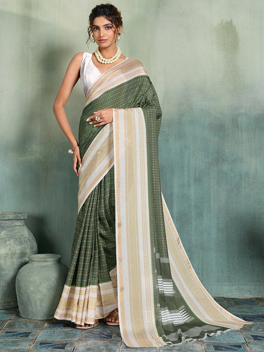 Women's Cotton Saree With Unstitched Blouse Piece
