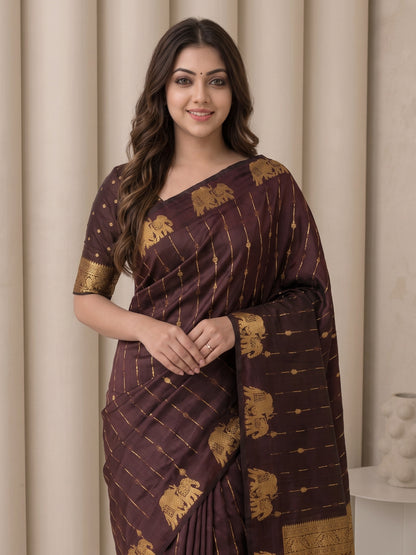 Women's Soft Silk Saree With Unstitched Blouse Piece