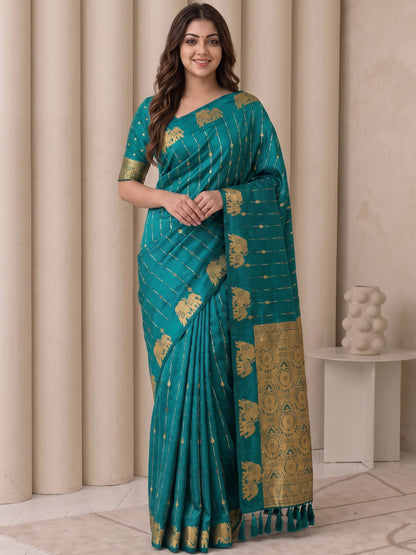 Women's Soft Silk Saree With Unstitched Blouse Piece