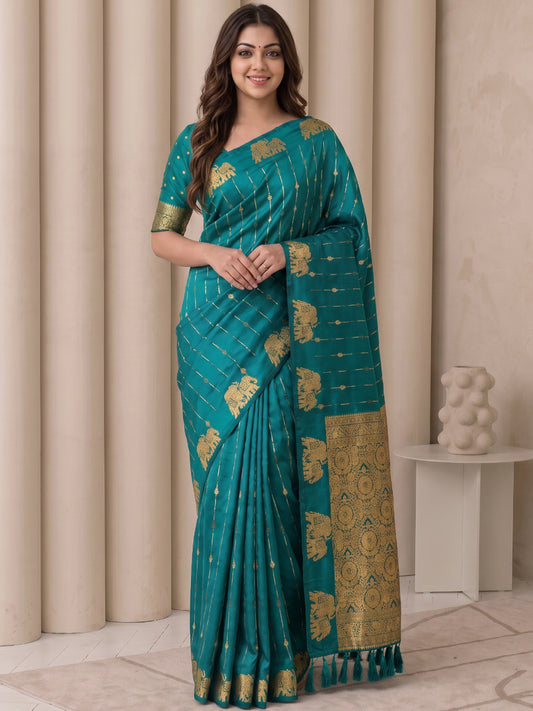 Women's Soft Silk Saree With Unstitched Blouse Piece