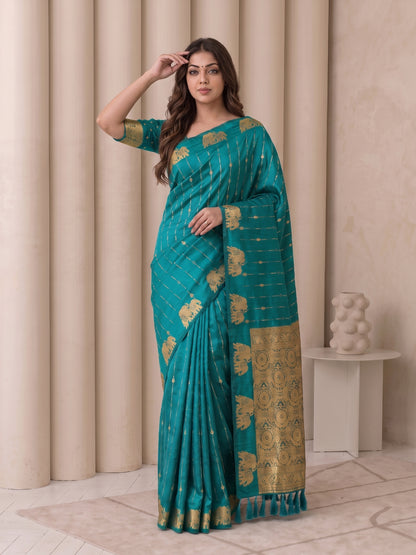 Women's Soft Silk Saree With Unstitched Blouse Piece