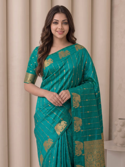 Women's Soft Silk Saree With Unstitched Blouse Piece