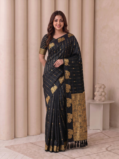 Women's Soft Silk Saree With Unstitched Blouse Piece