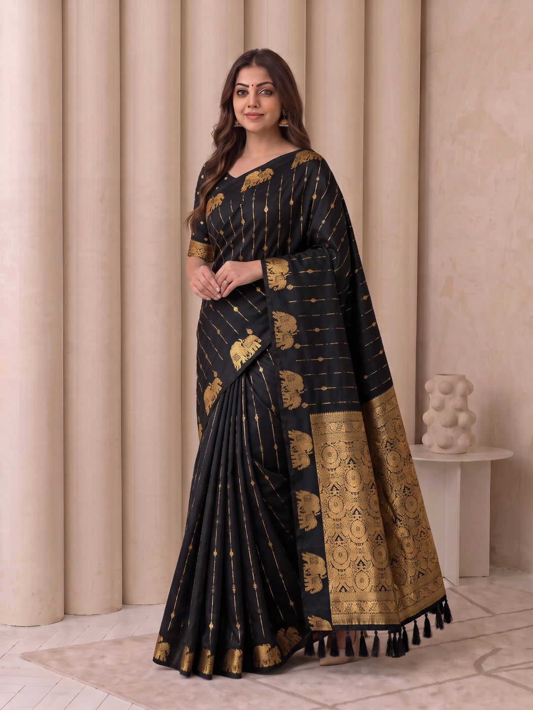 Women's Soft Silk Saree With Unstitched Blouse Piece