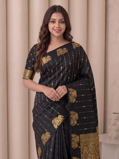 Women's Soft Silk Saree With Unstitched Blouse Piece