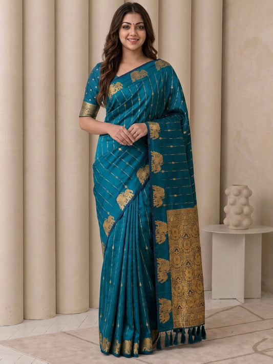 Women's Soft Silk Saree With Unstitched Blouse Piece