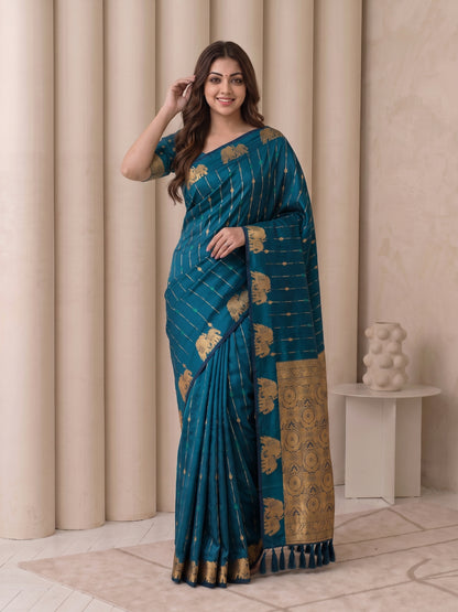 Women's Soft Silk Saree With Unstitched Blouse Piece