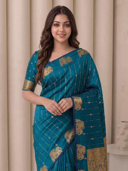 Women's Soft Silk Saree With Unstitched Blouse Piece