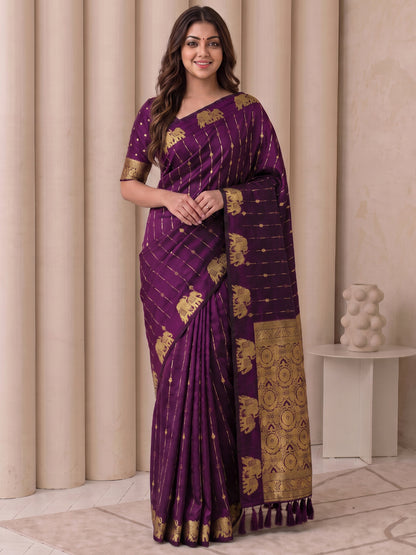 Women's Soft Silk Saree With Unstitched Blouse Piece