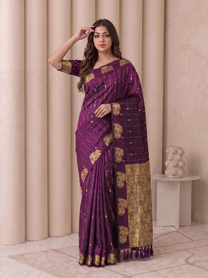Women's Soft Silk Saree With Unstitched Blouse Piece