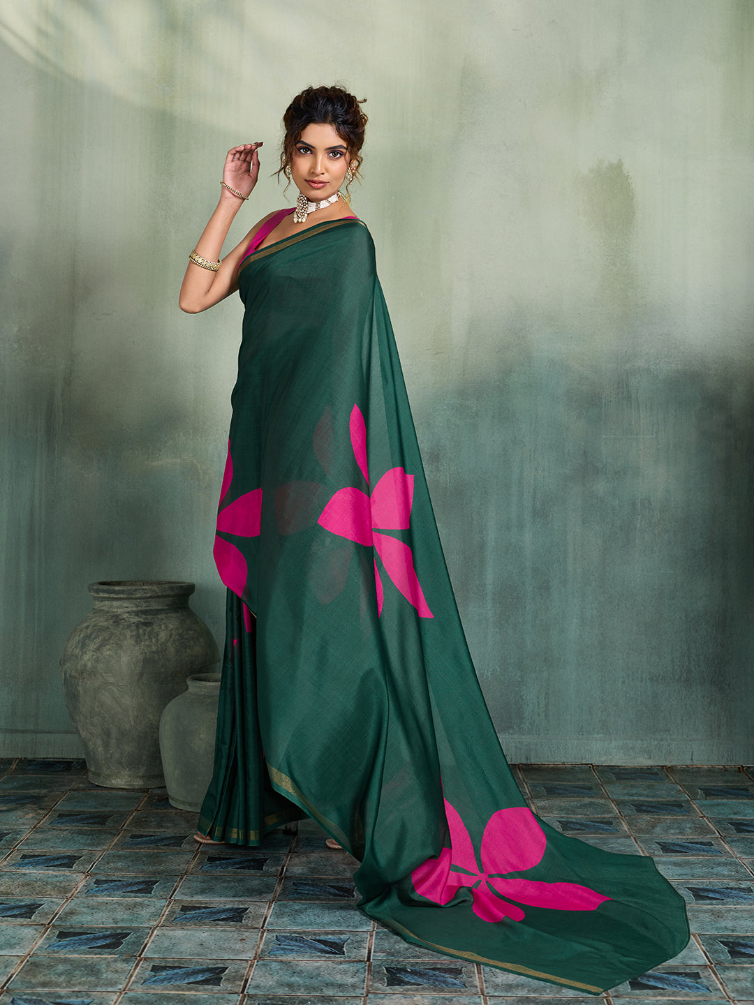 Women's Cotton Saree With Unstitched Blouse Piece