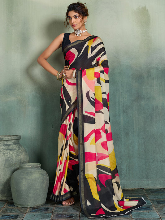 Women's Cotton Saree With Unstitched Blouse Piece