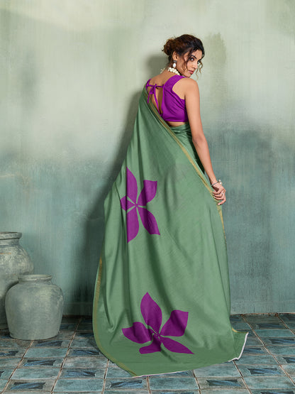Women's Cotton Saree With Unstitched Blouse Piece