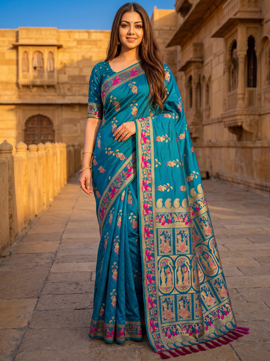 Women's Soft Silk Saree With Unstitched Blouse Piece