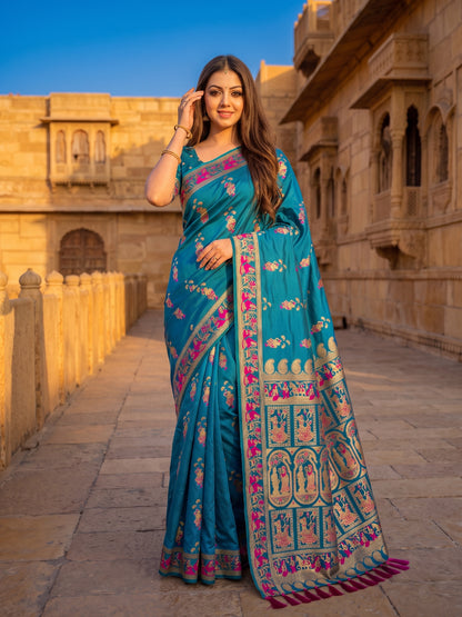 Women's Soft Silk Saree With Unstitched Blouse Piece