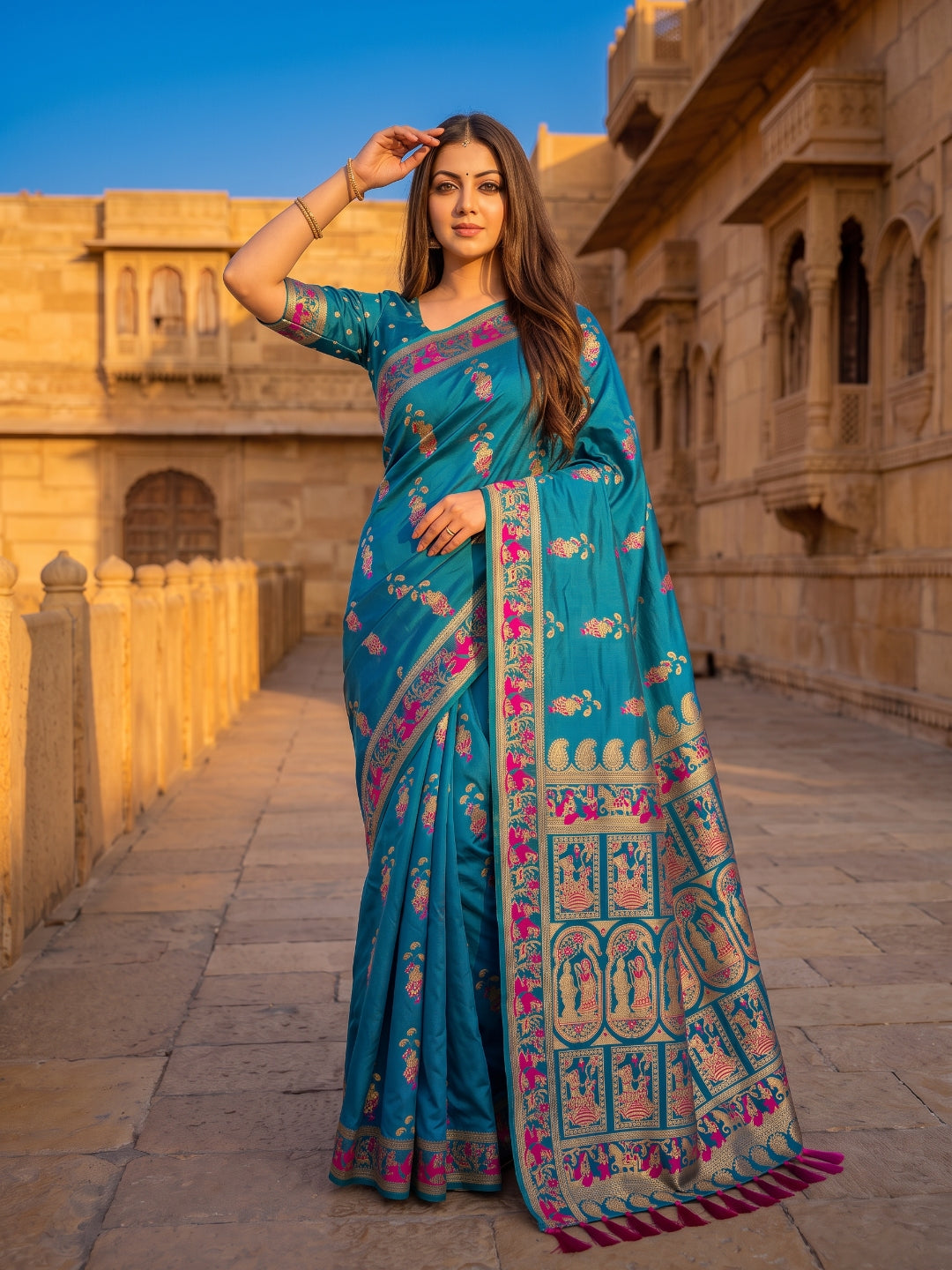 Women's Soft Silk Saree With Unstitched Blouse Piece