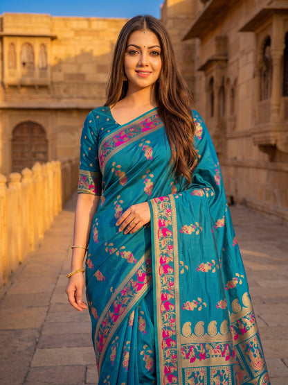 Women's Soft Silk Saree With Unstitched Blouse Piece