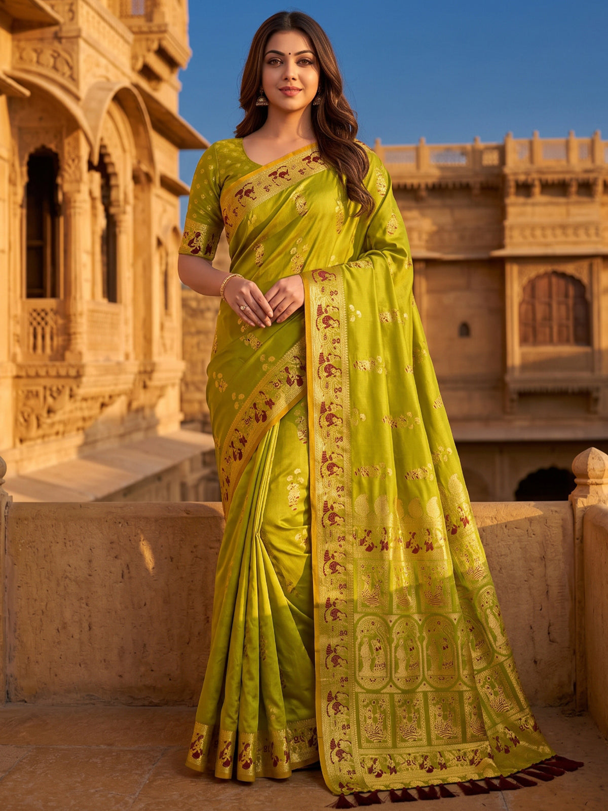 Women's Soft Silk Saree With Unstitched Blouse Piece