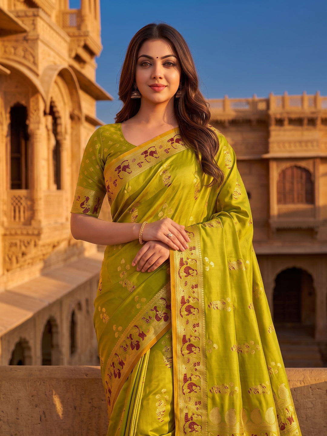 Women's Soft Silk Saree With Unstitched Blouse Piece