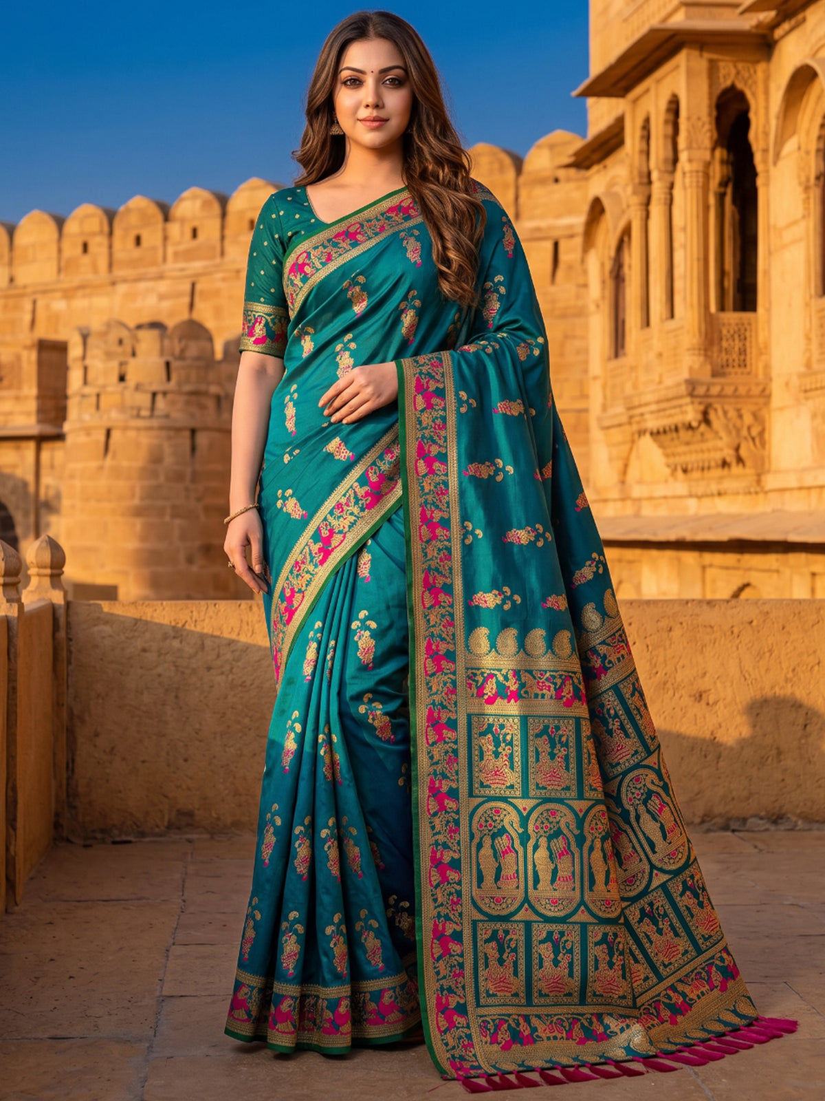 Women's Soft Silk Saree With Unstitched Blouse Piece