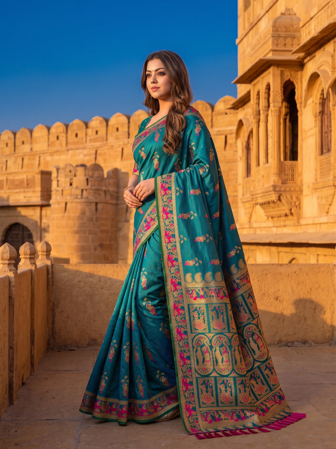 Women's Soft Silk Saree With Unstitched Blouse Piece