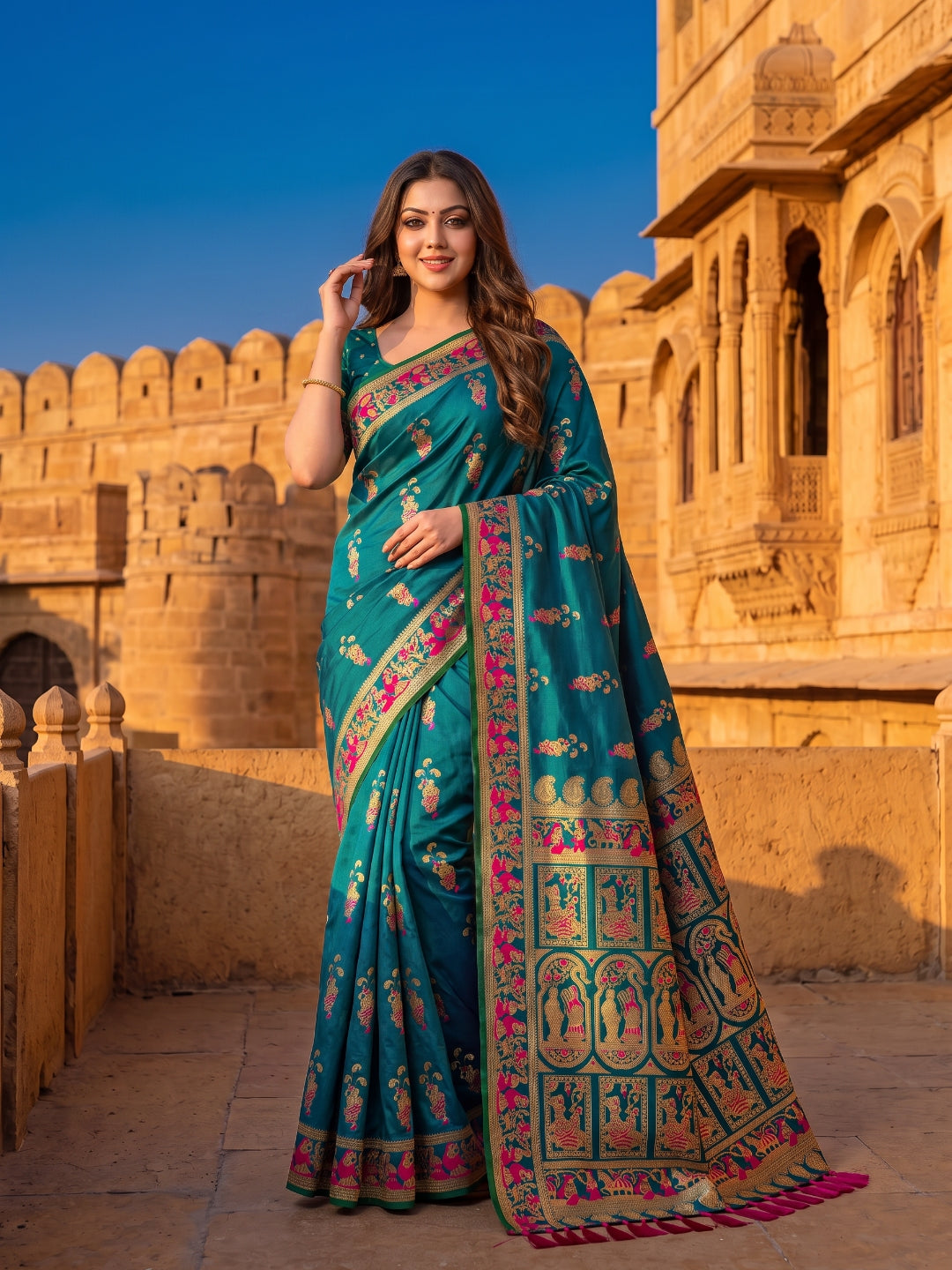 Women's Soft Silk Saree With Unstitched Blouse Piece