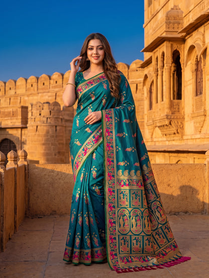 Women's Soft Silk Saree With Unstitched Blouse Piece