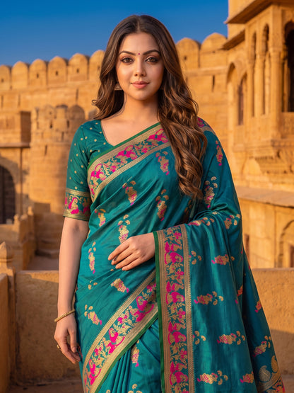 Women's Soft Silk Saree With Unstitched Blouse Piece