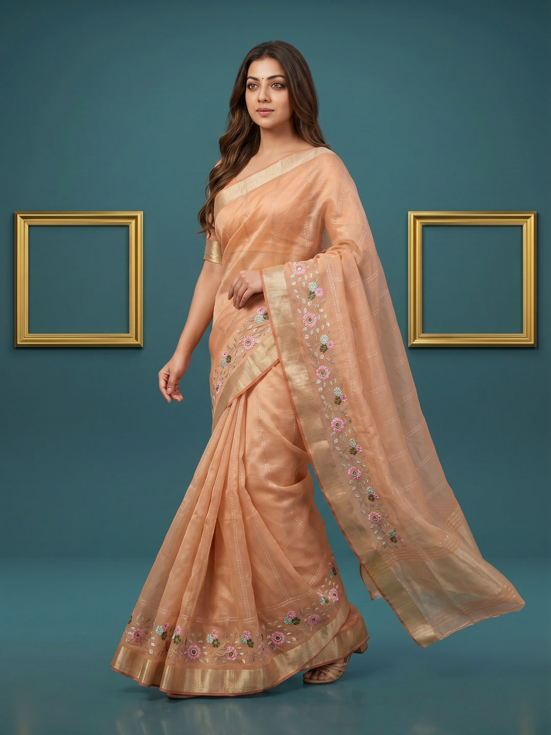 Women's Organza Tissue Silk Saree With Unstitched Blouse Piece