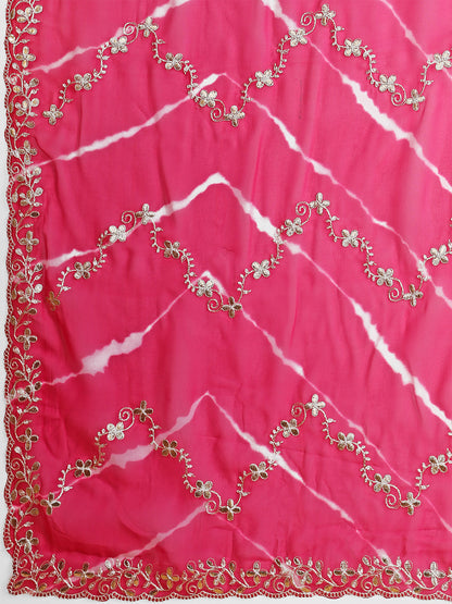 Women's Georgette Lehriya Print Saree With Unstitched Blouse Piece