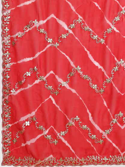 Women's Georgette Lehriya Print Saree With Unstitched Blouse Piece