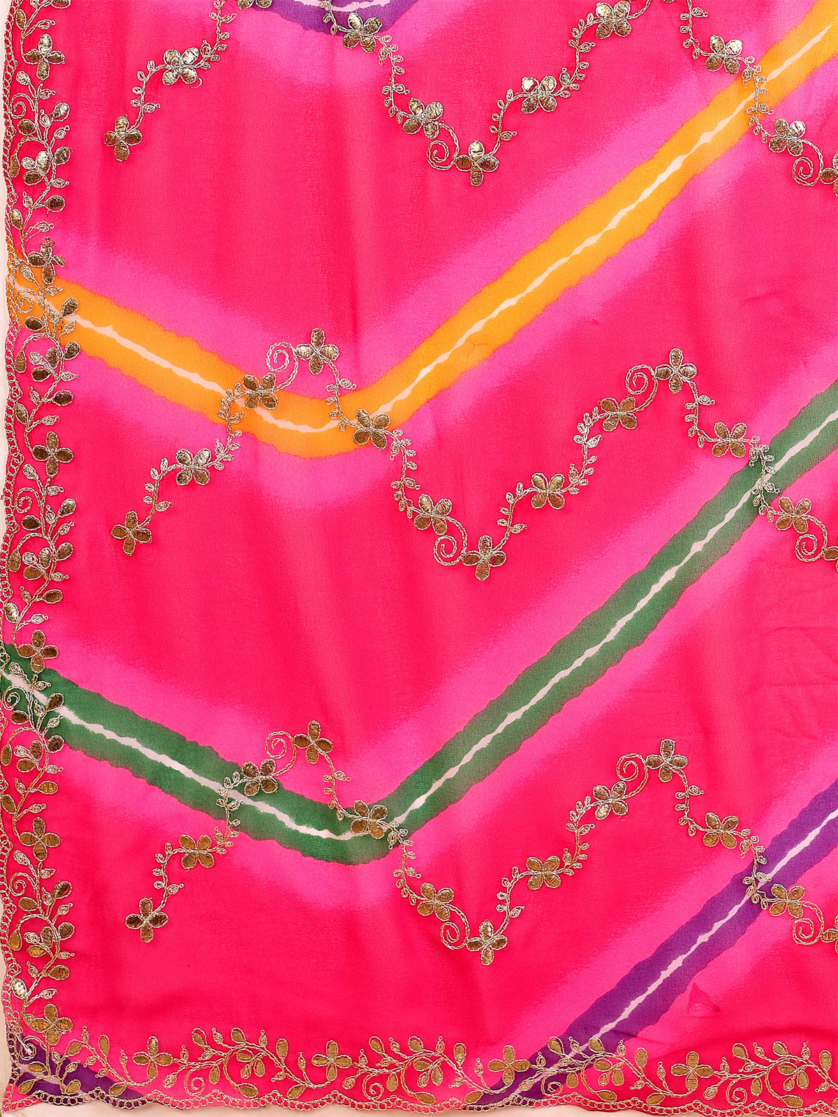 Women's Georgette Lehriya Print Saree With Unstitched Blouse Piece