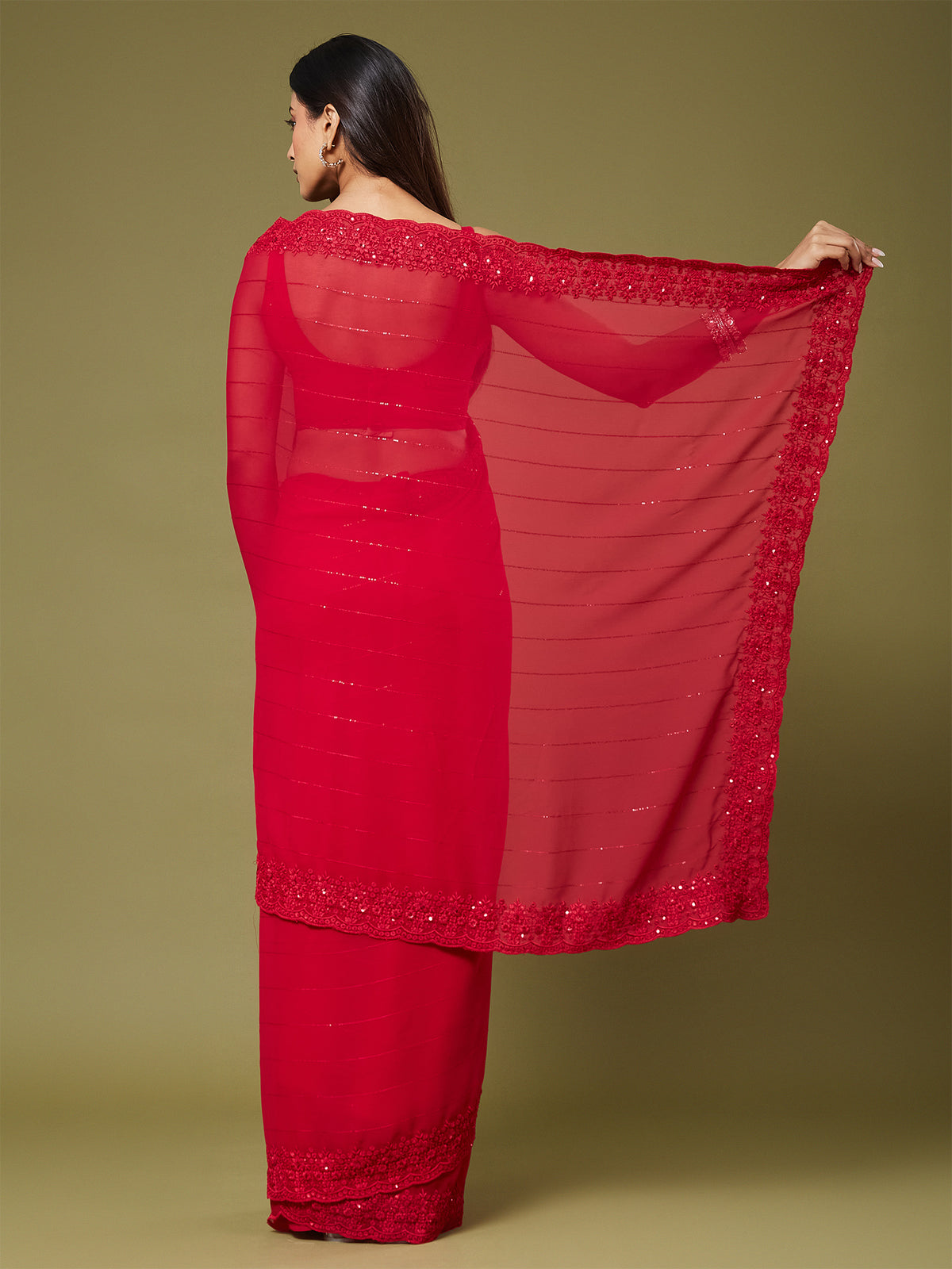 Women's Georgette Saree With Unstitched Blouse Piece