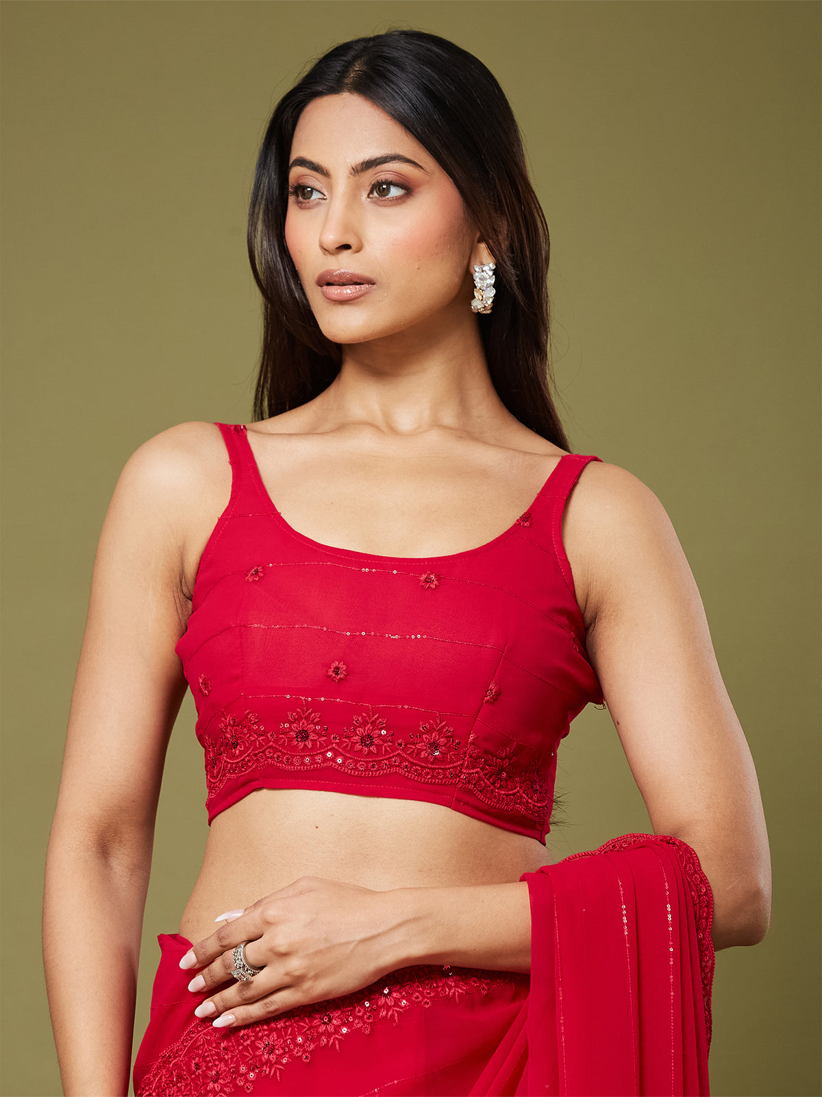 Women's Georgette Saree With Unstitched Blouse Piece