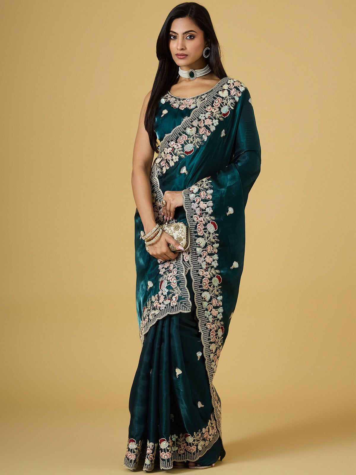 Women's Jimmy Choo Saree With Unstitched Blouse Piece