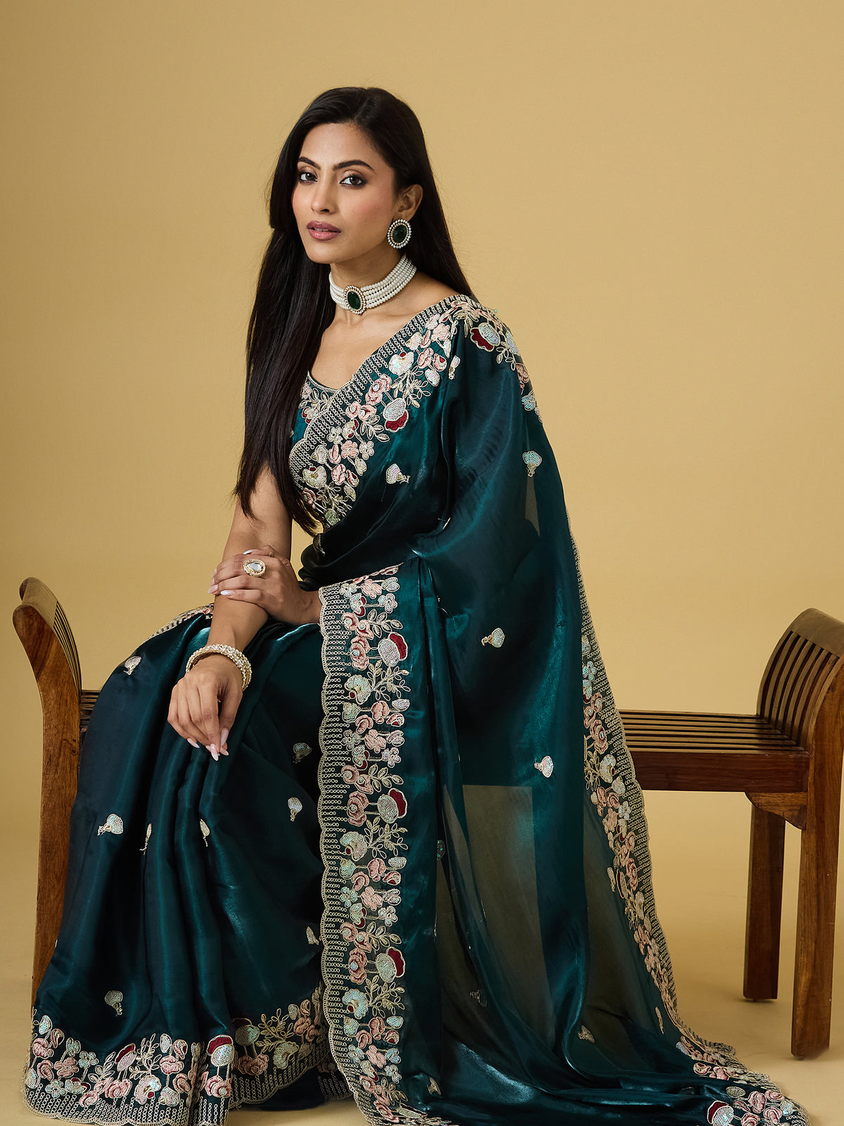 Women's Jimmy Choo Saree With Unstitched Blouse Piece