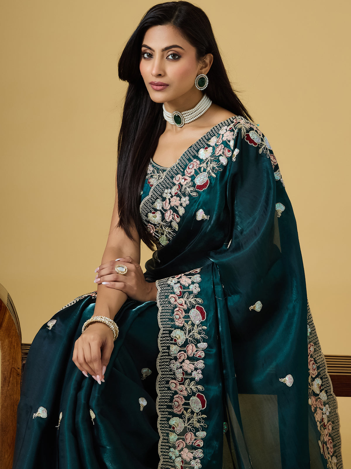 Women's Jimmy Choo Saree With Unstitched Blouse Piece