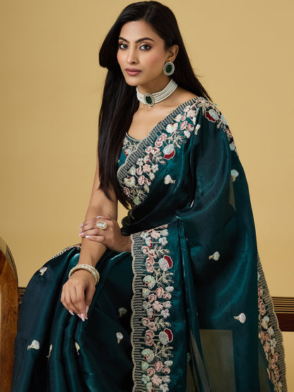 Women's Jimmy Choo Saree With Unstitched Blouse Piece