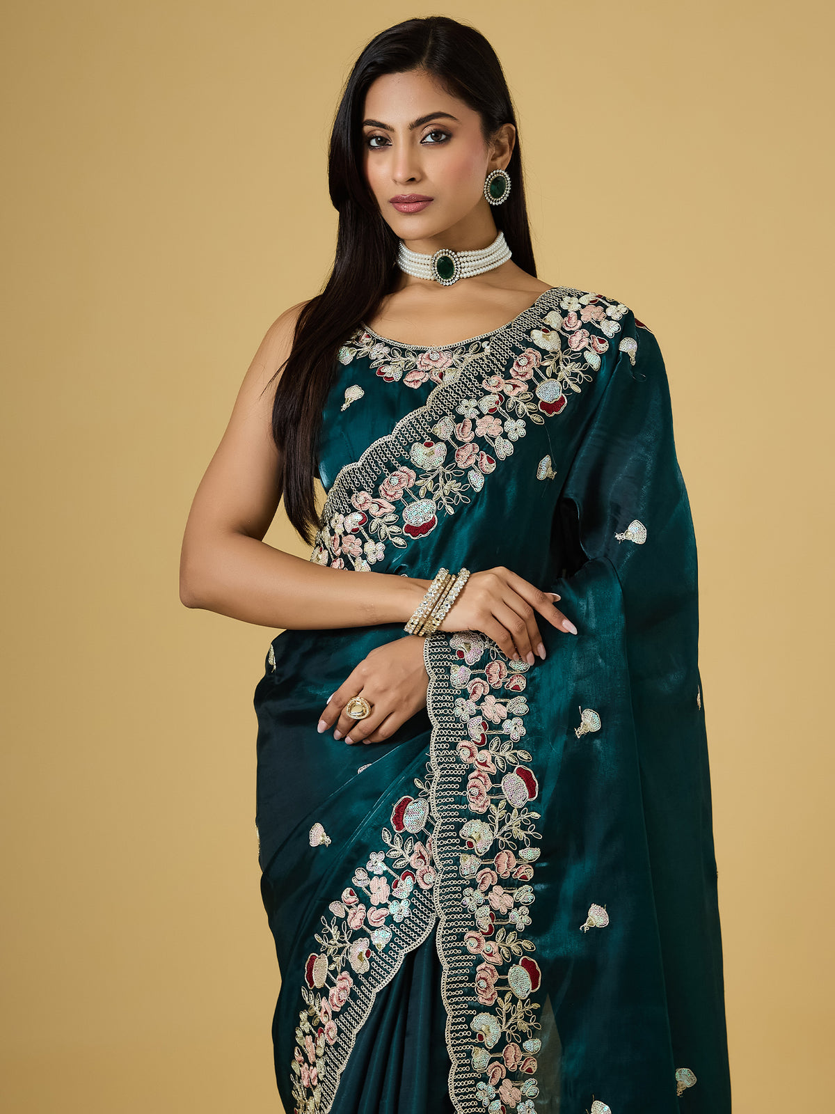 Women's Jimmy Choo Saree With Unstitched Blouse Piece