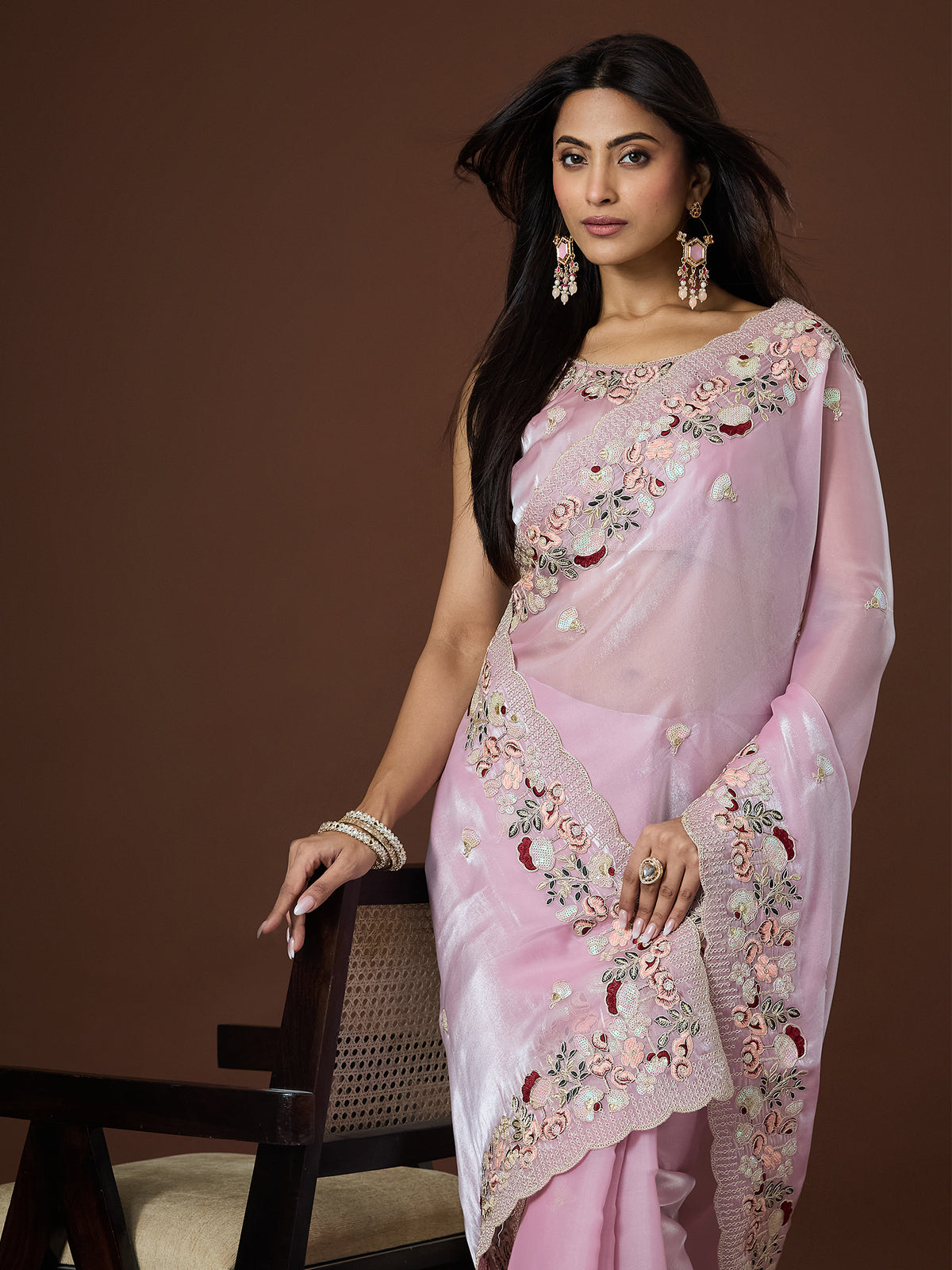 Women's Jimmy Choo Saree With Unstitched Blouse Piece