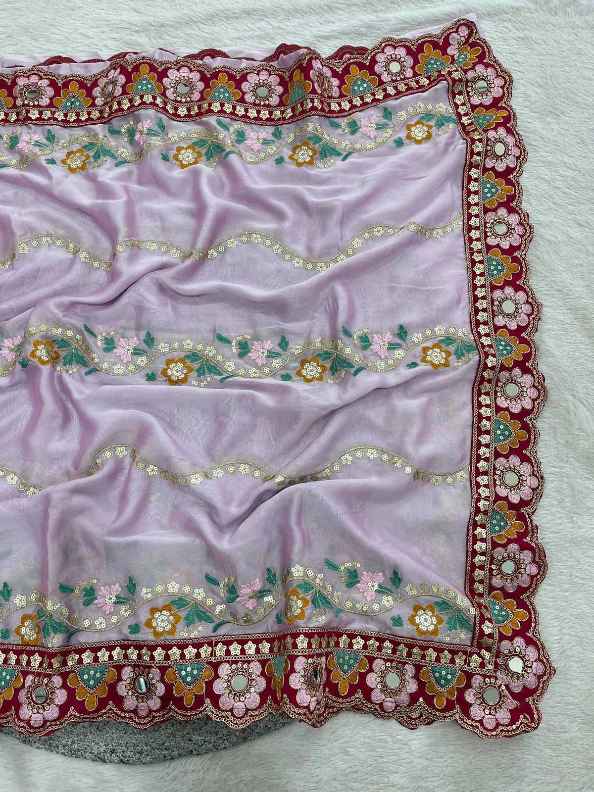 Women's Rangoli Silk Saree With Stitched Blouse Piece